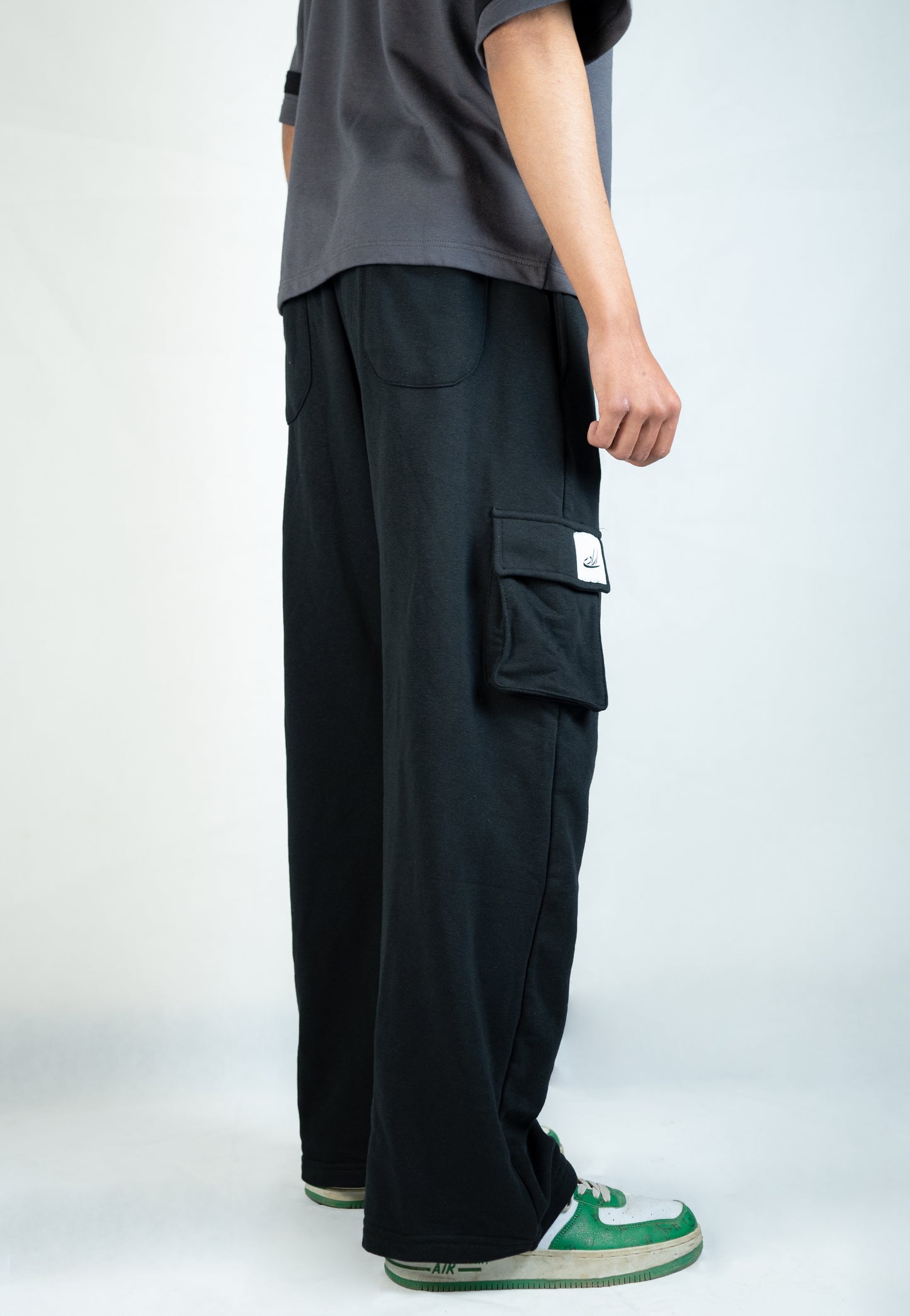 Black Baggy Cargo Trouser