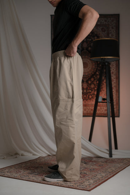 BEIGE TWILL STUDIO PANTS