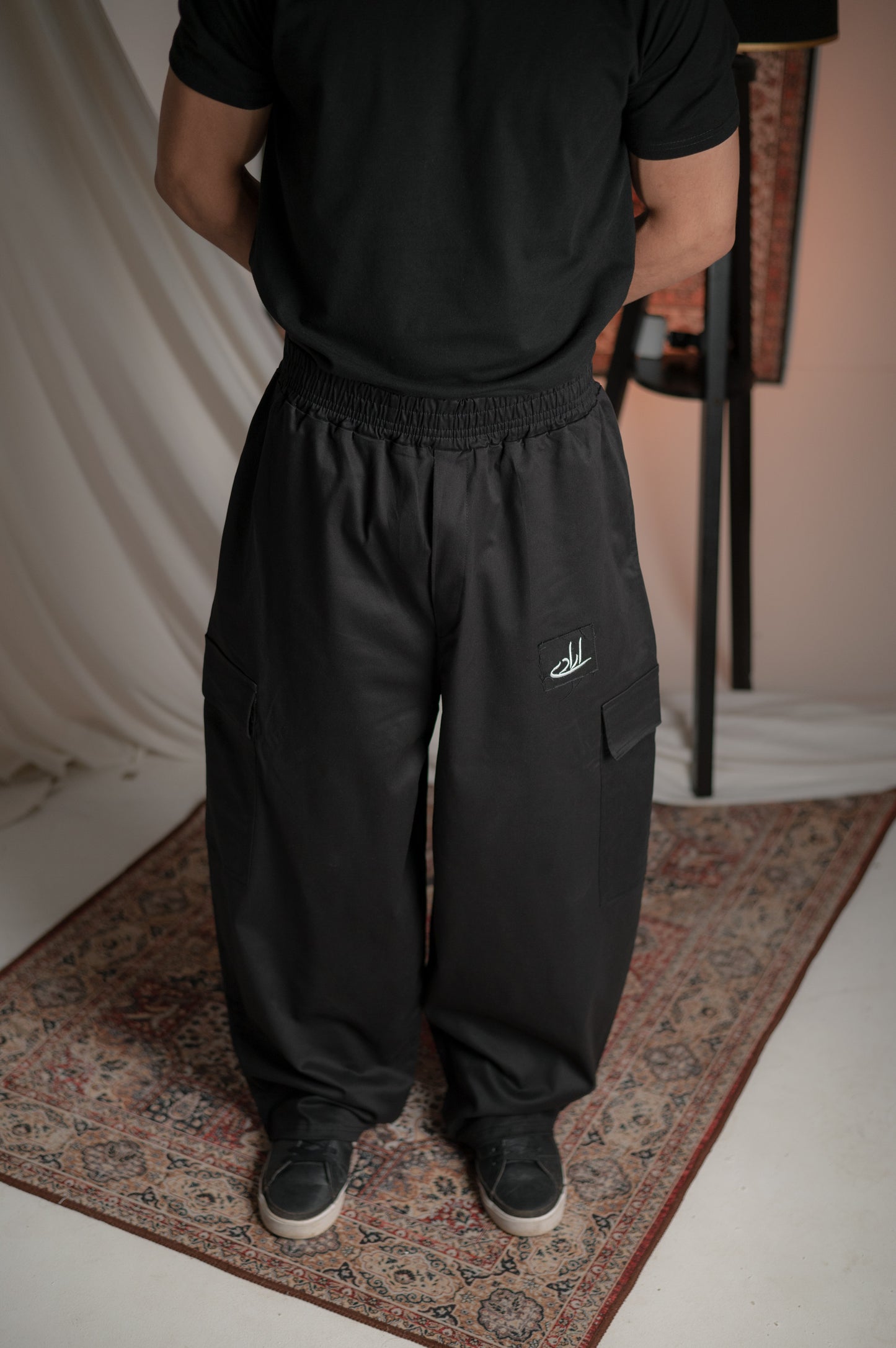 BLACK TWILL CARGO TROUSER