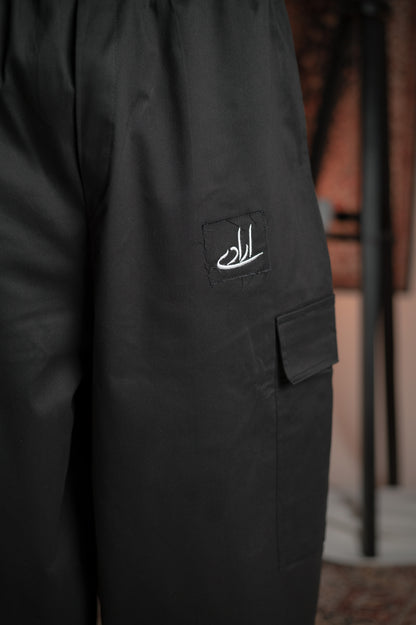BLACK TWILL CARGO TROUSER