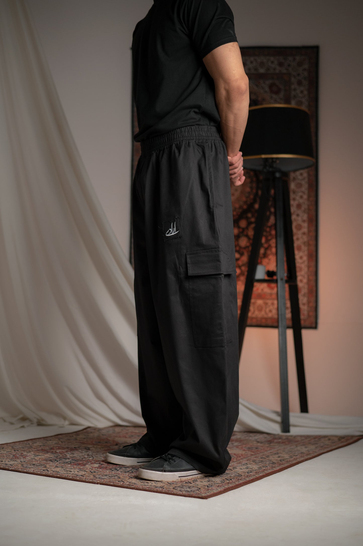 BLACK TWILL CARGO TROUSER