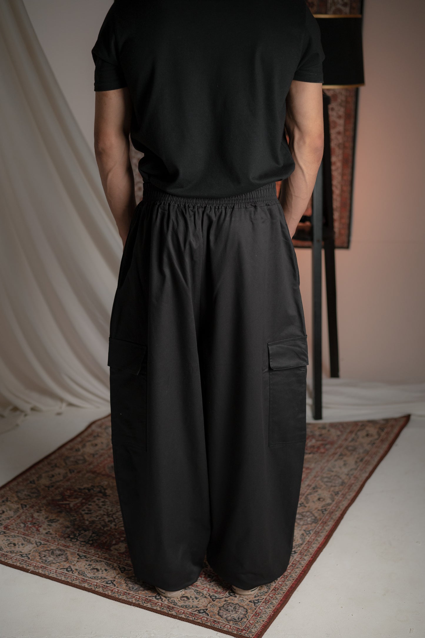 BLACK TWILL CARGO TROUSER