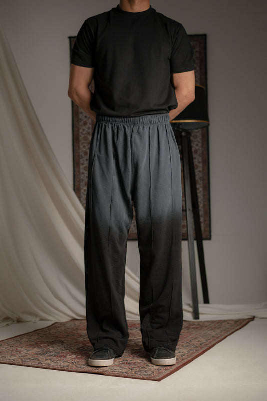 BLACK SUNFADE PLEATED TROUSER
