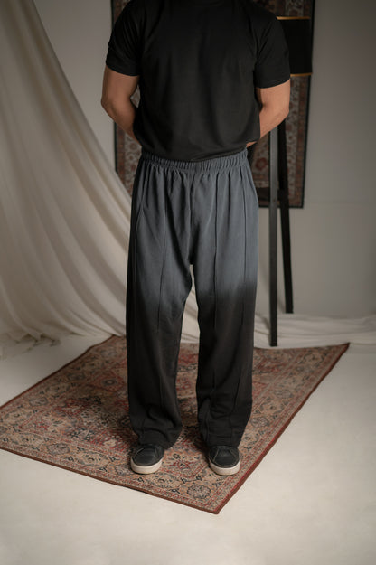 BLACK SUNFADE PLEATED TROUSER