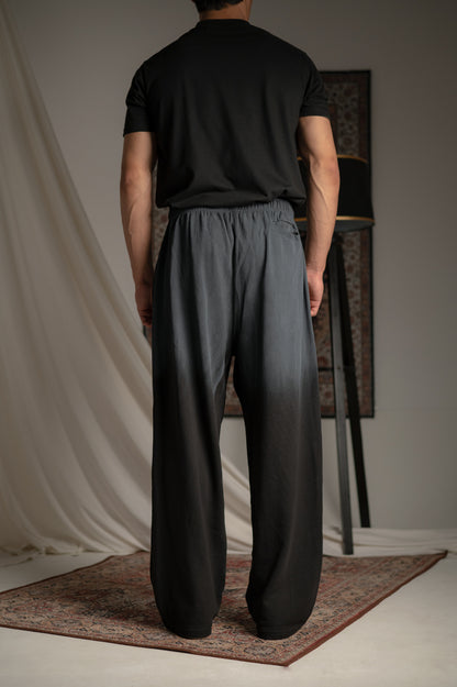 BLACK SUNFADE PLEATED TROUSER