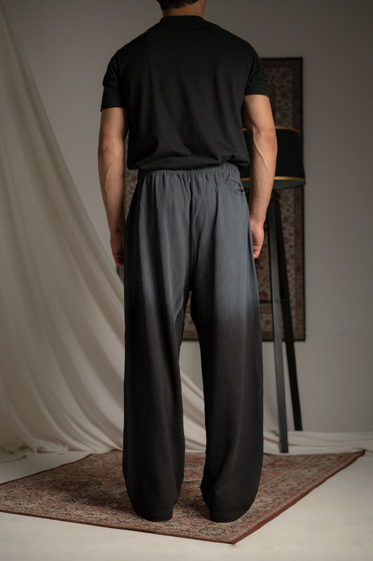 BLACK SUNFADE PLEATED TROUSER