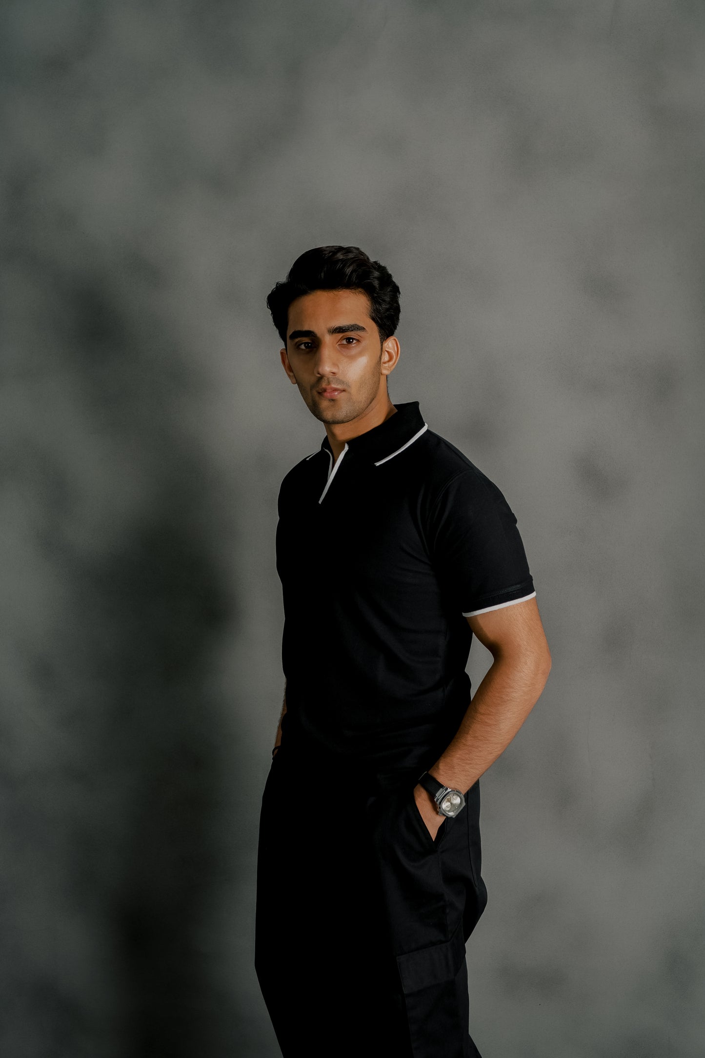 BLACK PIQUE POLO