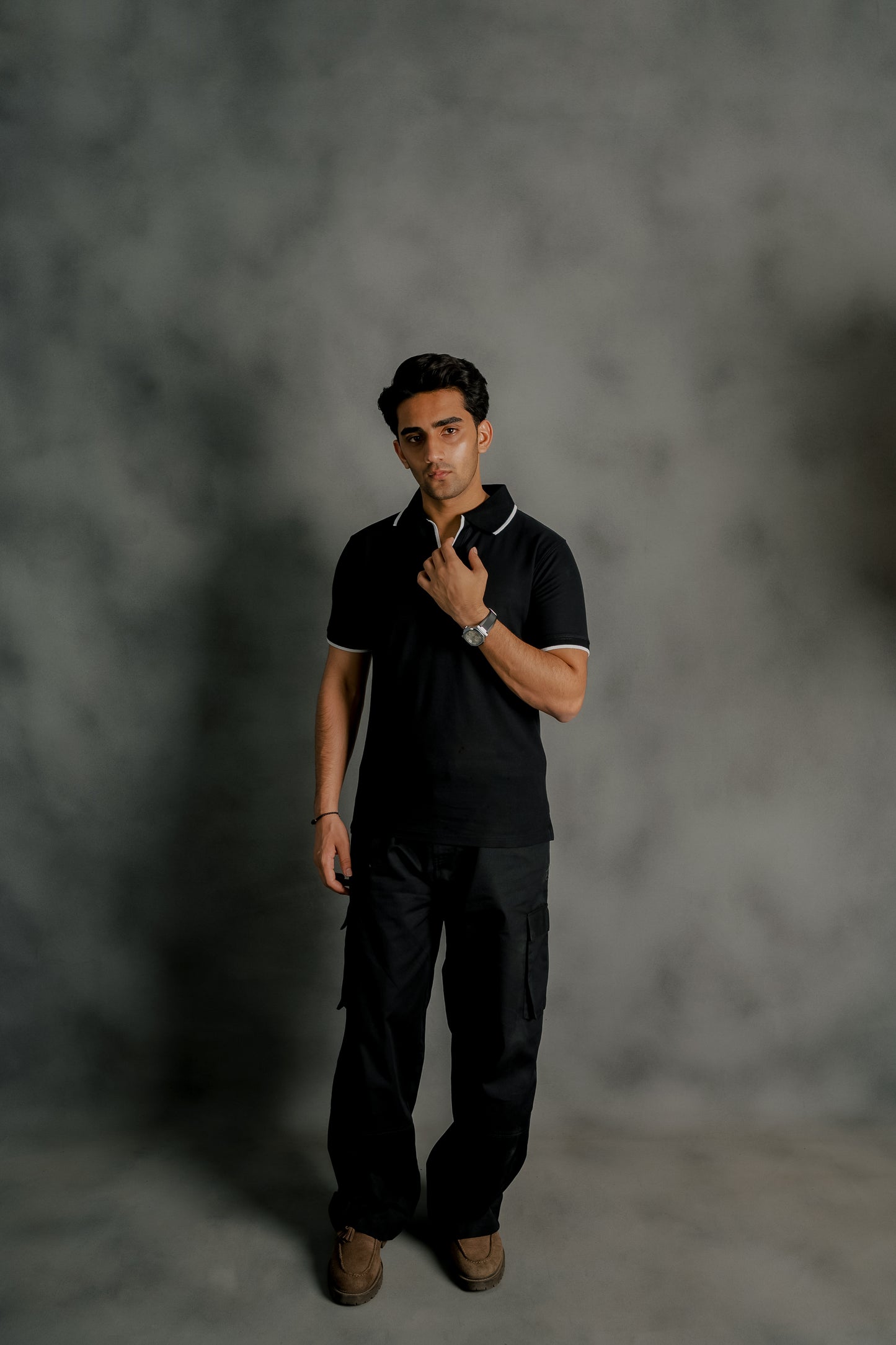 BLACK PIQUE POLO