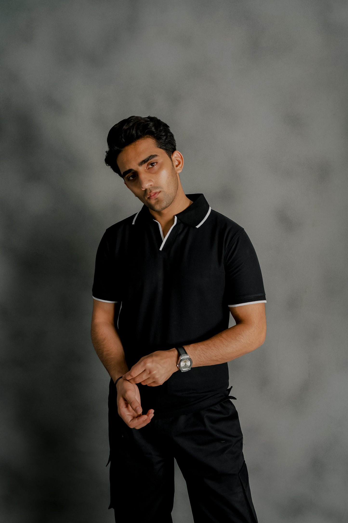 BLACK PIQUE POLO