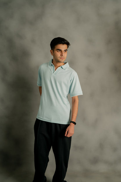 ICE BLUE PIQUE POLO