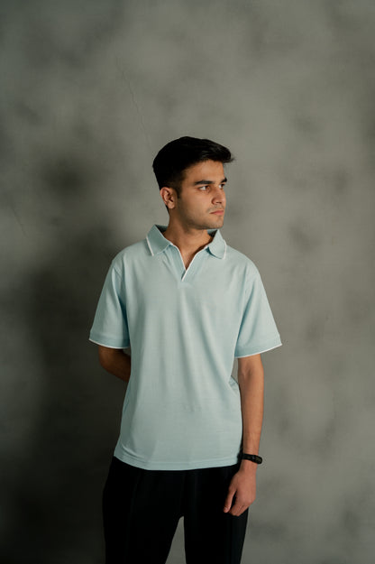 ICE BLUE PIQUE POLO